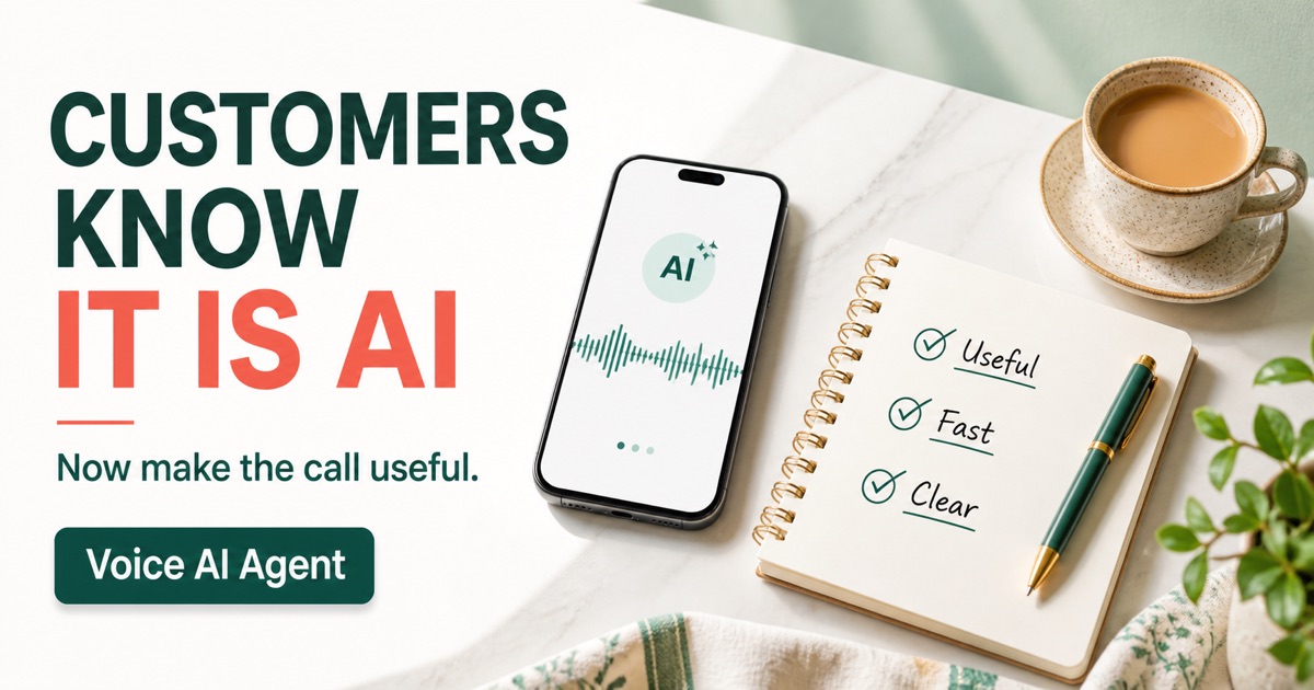 Voice AI Agent call beside a usefulness, speed and clarity checklist