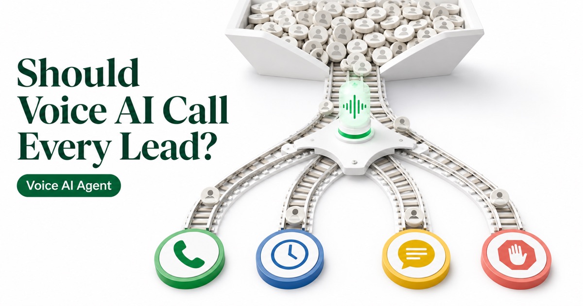 Voice AI Agent sorting leads into call now, schedule later, WhatsApp and suppression tracks before campaign outreach