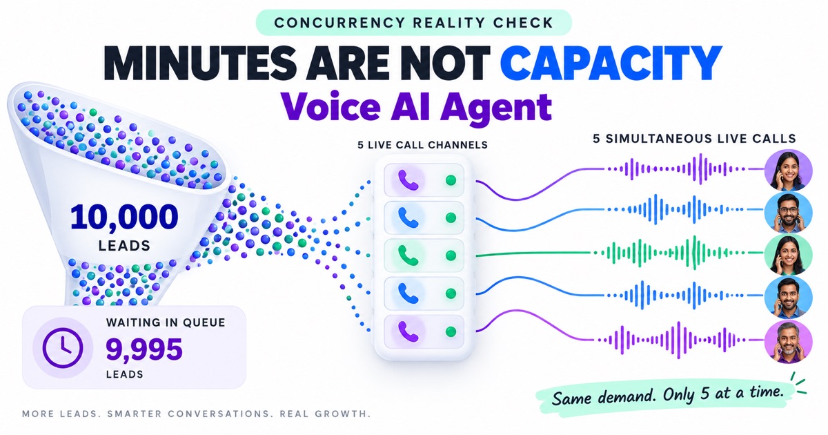 Voice AI Agent concurrency bottleneck between ten thousand leads and five live call channels