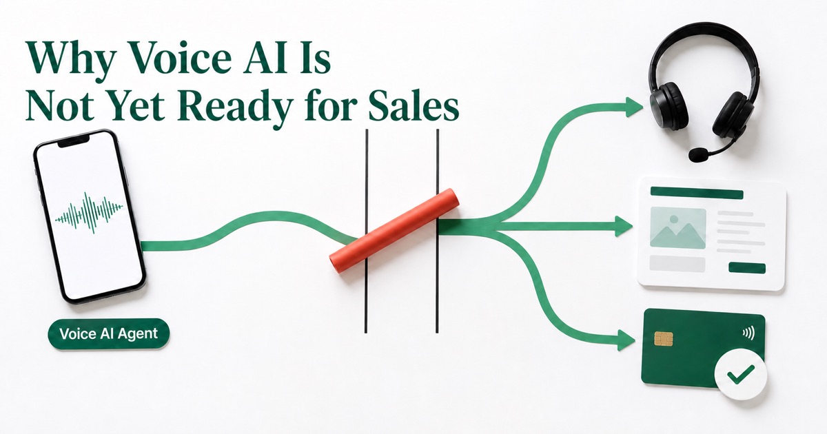 Voice AI Agent passing a sales journey to a human advisor, website and secure payment step